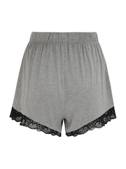 Pour Moi Grey & Black Sofa Loves Lace Soft Jersey Shorts - Image 4 of 4