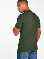 Green Dark Khaki Slim Fit Short Sleeve Pique Polo Shirt - Image 2 of 4