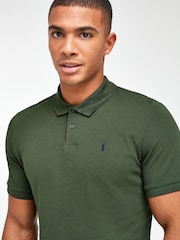 Green Dark Khaki Slim Fit Short Sleeve Pique Polo Shirt - Image 3 of 4