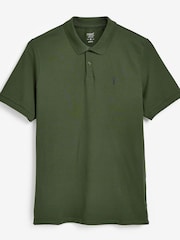 Green Dark Khaki Slim Fit Short Sleeve Pique Polo Shirt - Image 4 of 4