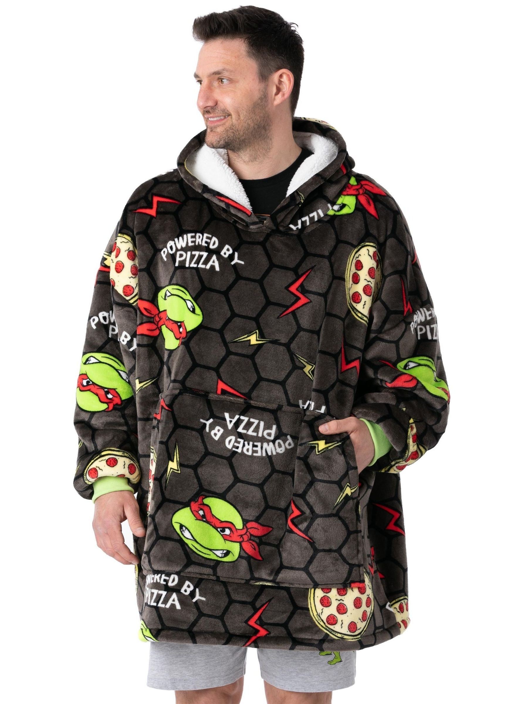 B&Q -  Teenage Mutant Ninja Turtles Mens Grey Powered By Pizza Blanket Hoodie (One Size) - Image 5