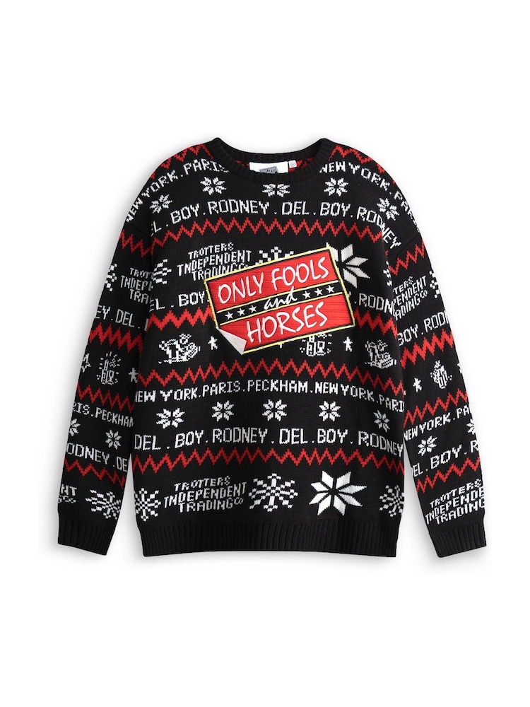 Vanilla Underground Black Only Fools And Horses Snowflake Christmas Jumper - Image 1 of 6
