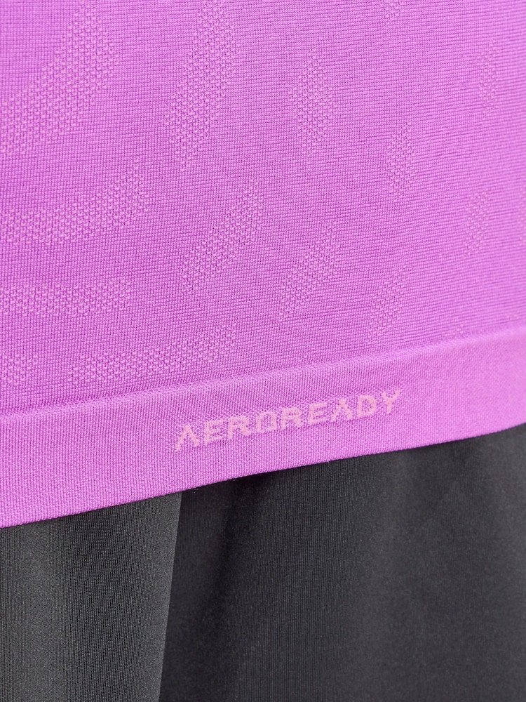 adidas Purple Gym+ Training Seamless T-Shirt - Image 2 of 6