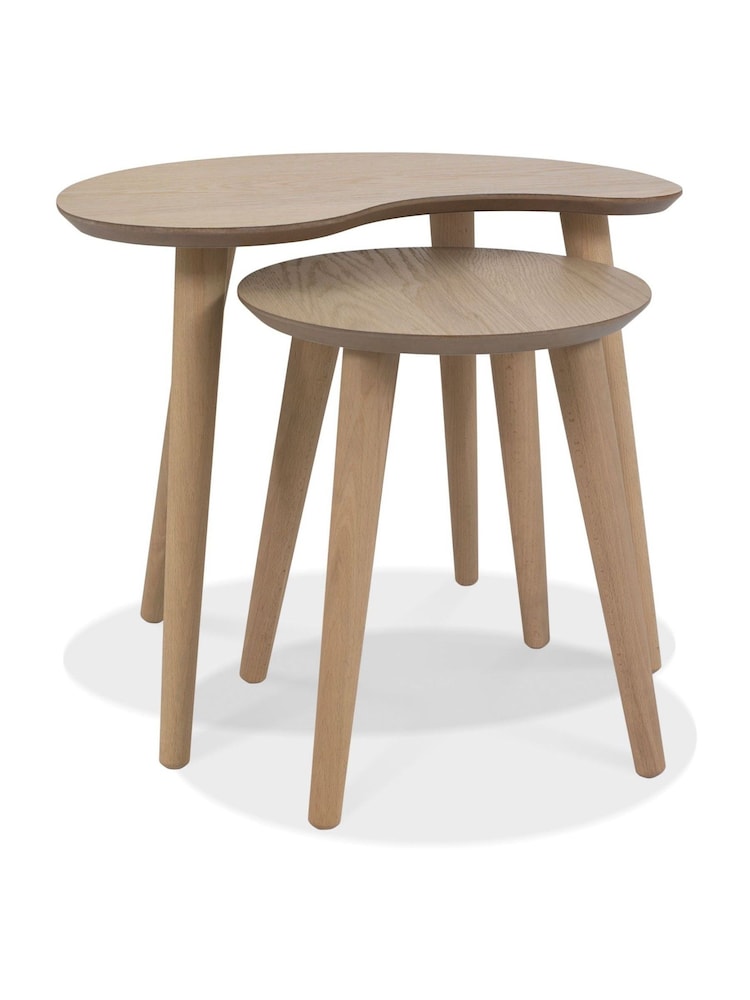Bentley Designs Natural Dansk Oak Nest Of Tables - Image 2 of 3