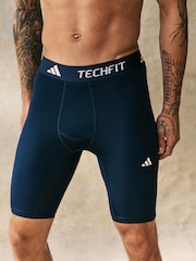 adidas Blue TECHFIT Compression Training Short Tights - Image 1 of 5