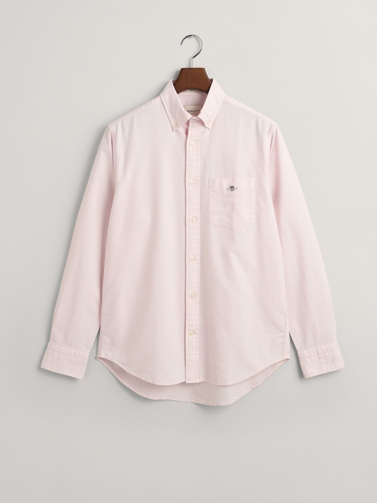 GANT Pink Regular Fit Classic Oxford Logo 100% Cotton Shirt - Image 5 of 5