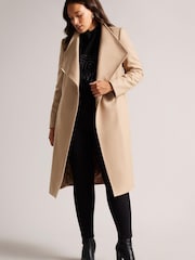Ted Baker Brown Rose Midi Length Belted Wool Wrap Coat - Image 1 of 6