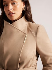 Ted Baker Brown Rose Midi Length Belted Wool Wrap Coat - Image 3 of 6