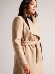 Ted Baker Brown Rose Midi Length Belted Wool Wrap Coat - Image 4 of 6