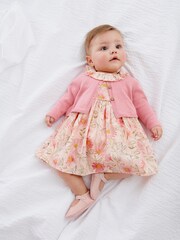 Pink Baby Prom Dress And Cardigan Set (0mths-2yrs) - Image 1 of 5