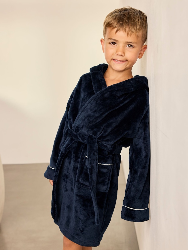 Chelsea Peers Blue Kids Fleece Hooded Dressing Gown - Image 1 of 7 Chelsea Peers Blue Kids Fleece Hooded Dressing Gown - Image 1 of 7