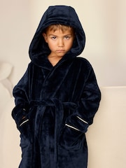 Chelsea Peers Blue Kids Fleece Hooded Dressing Gown - Image 3 of 7