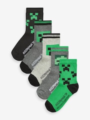 Minecraft Creeper License Character 5 Pack Cotton Rich Socks - Image 1 of 6
