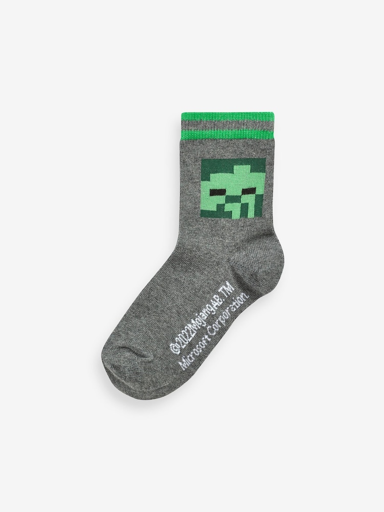 Minecraft Creeper License Character 5 Pack Cotton Rich Socks - Image 2 of 6