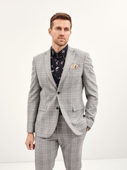 Grey Slim Check Suit Jacket - Image 1 of 12
