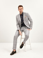 Grey Slim Check Suit Jacket - Image 2 of 12