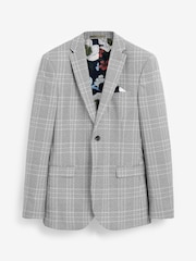 Grey Slim Check Suit Jacket - Image 7 of 12