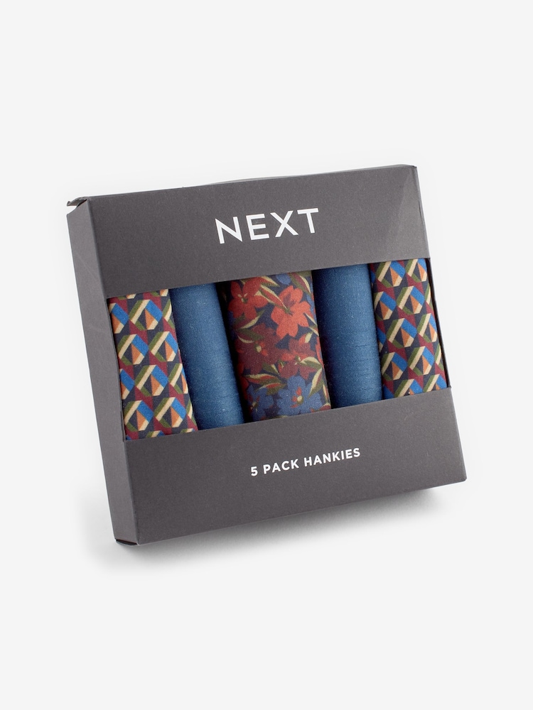 Multi Geo Floral Handkerchiefs 5 Pack - Image 1 of 2