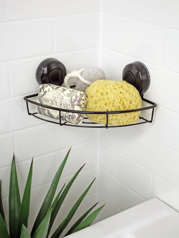 Showerdrape Black Suctionloc Corner Wall Mounted Basket - Image 2 of 4