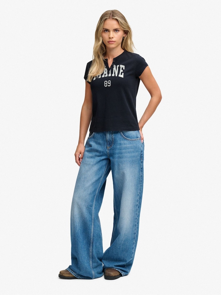 Superdry Blue Notch Neck Graphic T-Shirt - Image 2 of 4