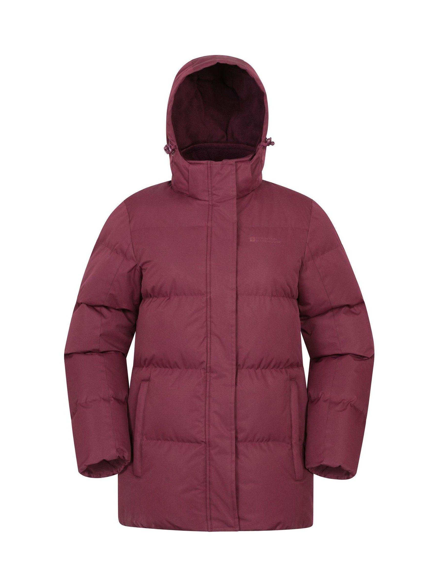 Mountain Warehouse Women's 'Snow' Outdoors Water Resistant Full Zip Padded Jacket in Burgundy | Size: 8 - Image 3