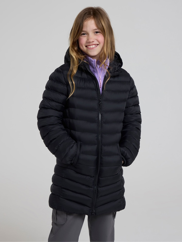 Mountain Warehouse Black Florence Kids Longline Padded Jacket - Image 1 of 4