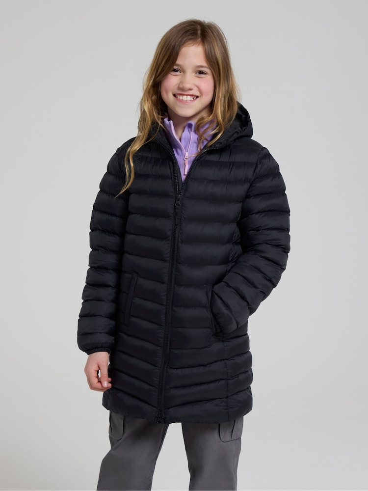 Mountain Warehouse Black Florence Kids Longline Padded Jacket - Image 2 of 4