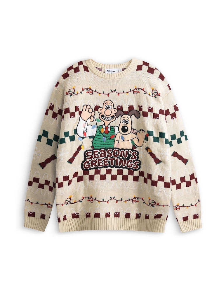Vanilla Underground Wallace And Gromit Season Greetings Christmas Jumper - 6এর মধ্যে 1 ছবি