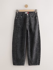 Grey Leopard Mid Rise Relaxed Barrel Jeans - Image 6 of 8