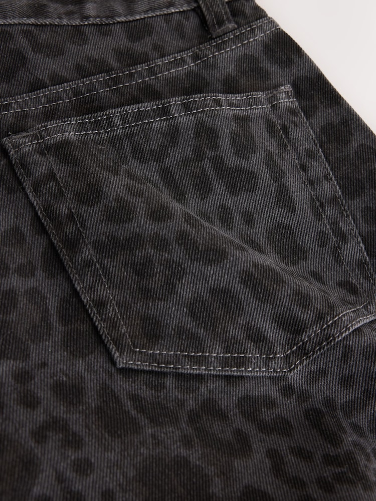 Grey Leopard Mid Rise Relaxed Barrel Jeans - Image 8 of 8 Grey Leopard Mid Rise Relaxed Barrel Jeans - Image 8 of 8