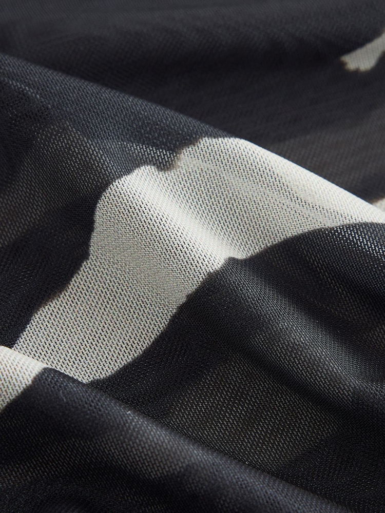 Zebra Print Ruched Long Sleeved Mesh Top - Image 2 of 3