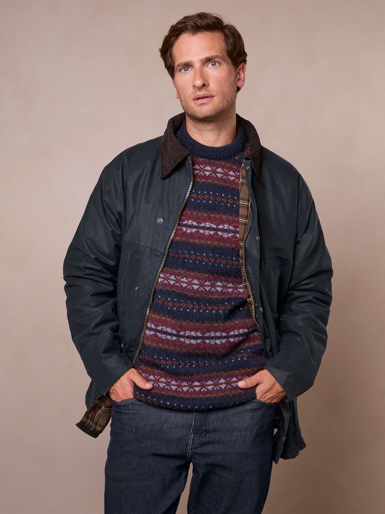 Celtic & Co. Blue Grown On Sleeve Waxed Jacket - Image 1 of 10 Celtic & Co. Blue Grown On Sleeve Waxed Jacket - Image 1 of 10