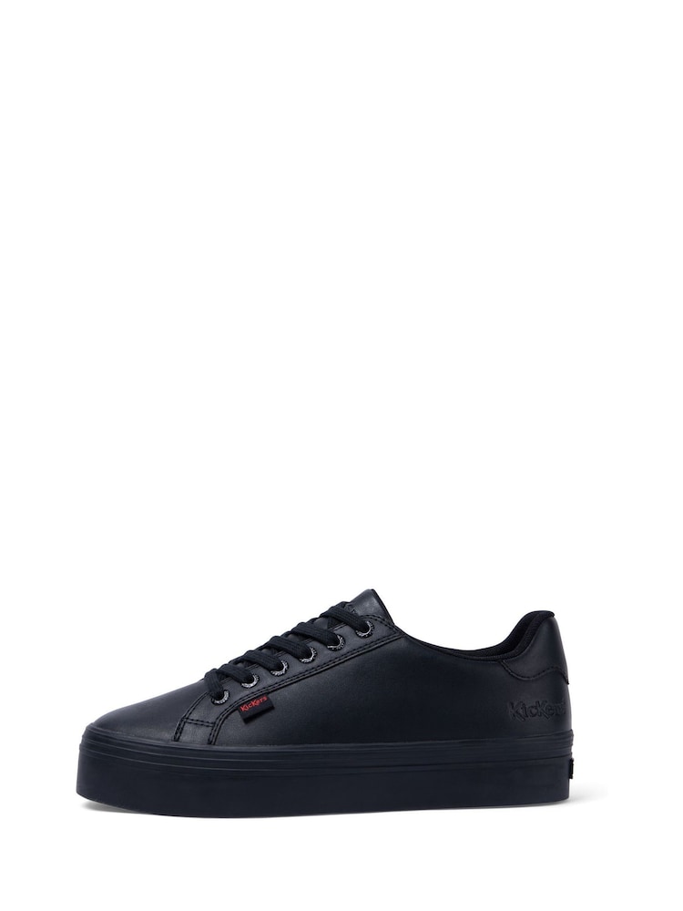 Kickers Black Leather Womens Tovni Stack Leather Trainers - Image 1 of 17