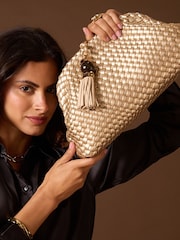 Luella Grey Gold Indigo Oversized Clutch - Image 1 of 6