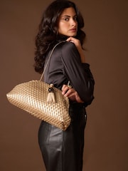 Luella Grey Gold Indigo Oversized Clutch - Image 3 of 6