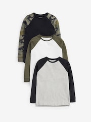 Khaki Green Camo Raglan T-Shirts 3 Pack (3-16yrs) - Image 1 of 5