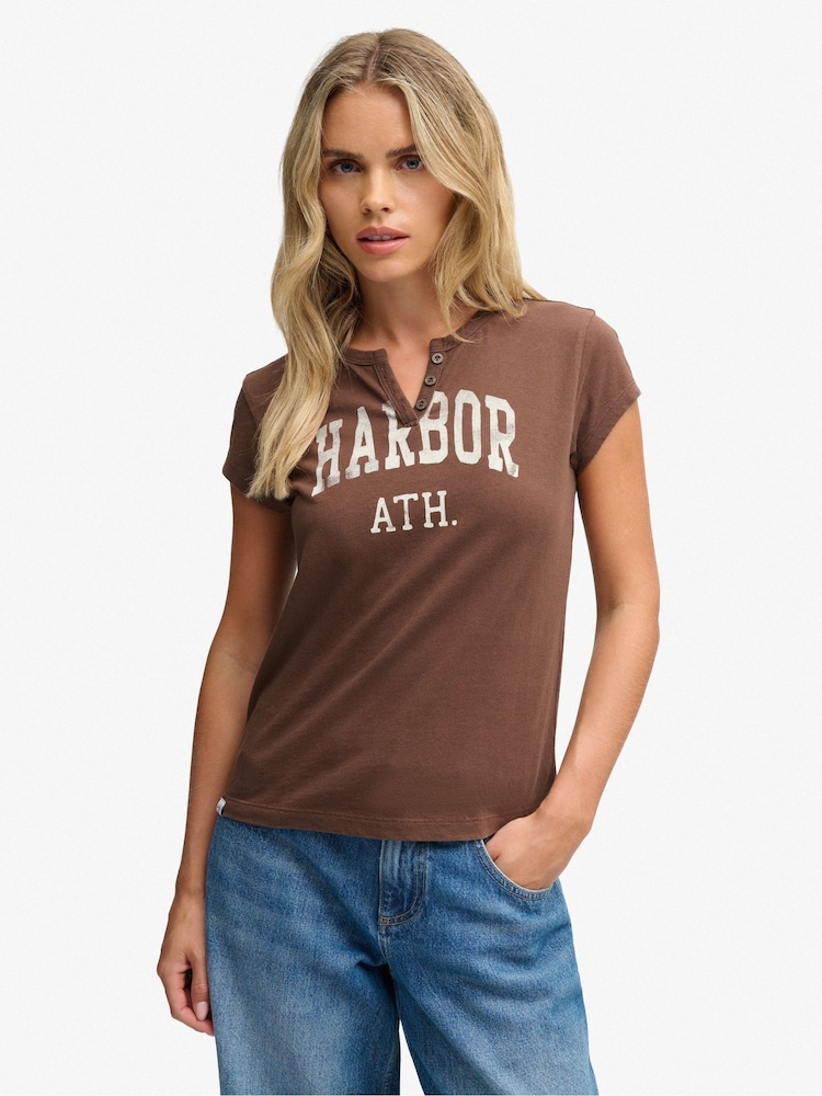 Superdry Brown Notch Neck Graphic T-Shirt - Image 1 of 5