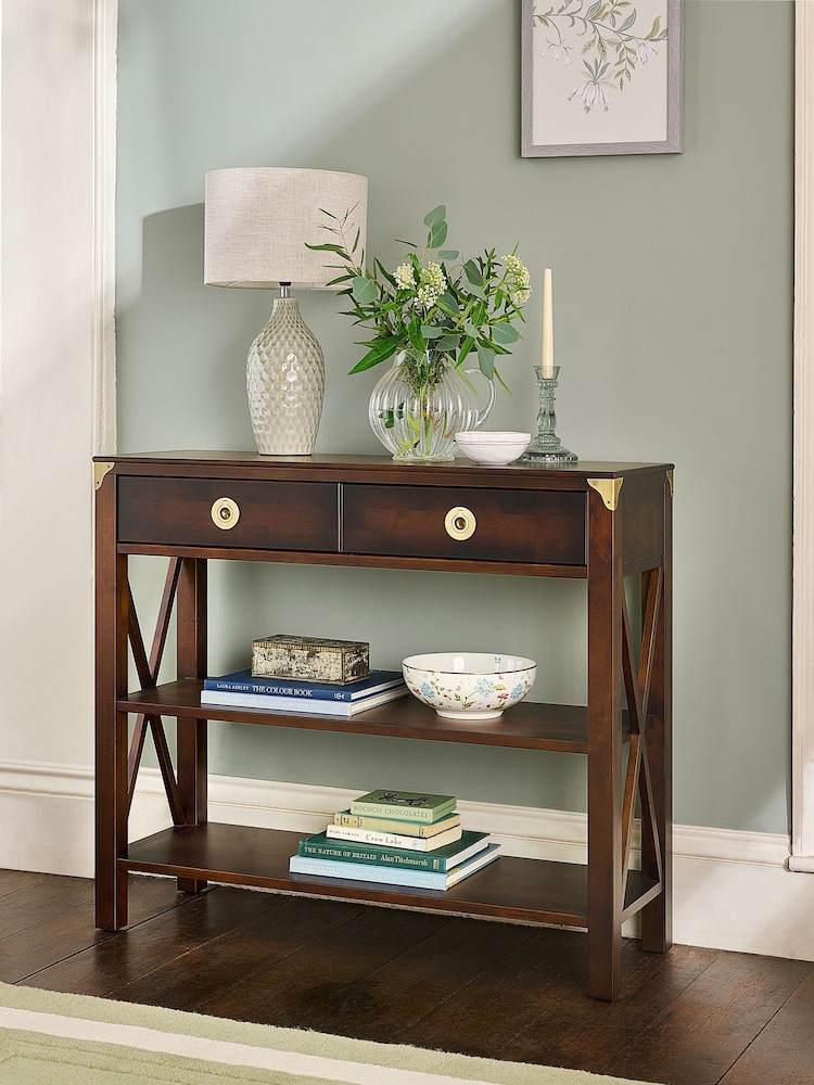 Laura Ashley Dark Chestnut Balmoral 2 Drawer Console Table - Image 2 of 7