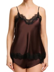 Sainted Sisters Brown Silk Cami With Lace - Image 2 of 3