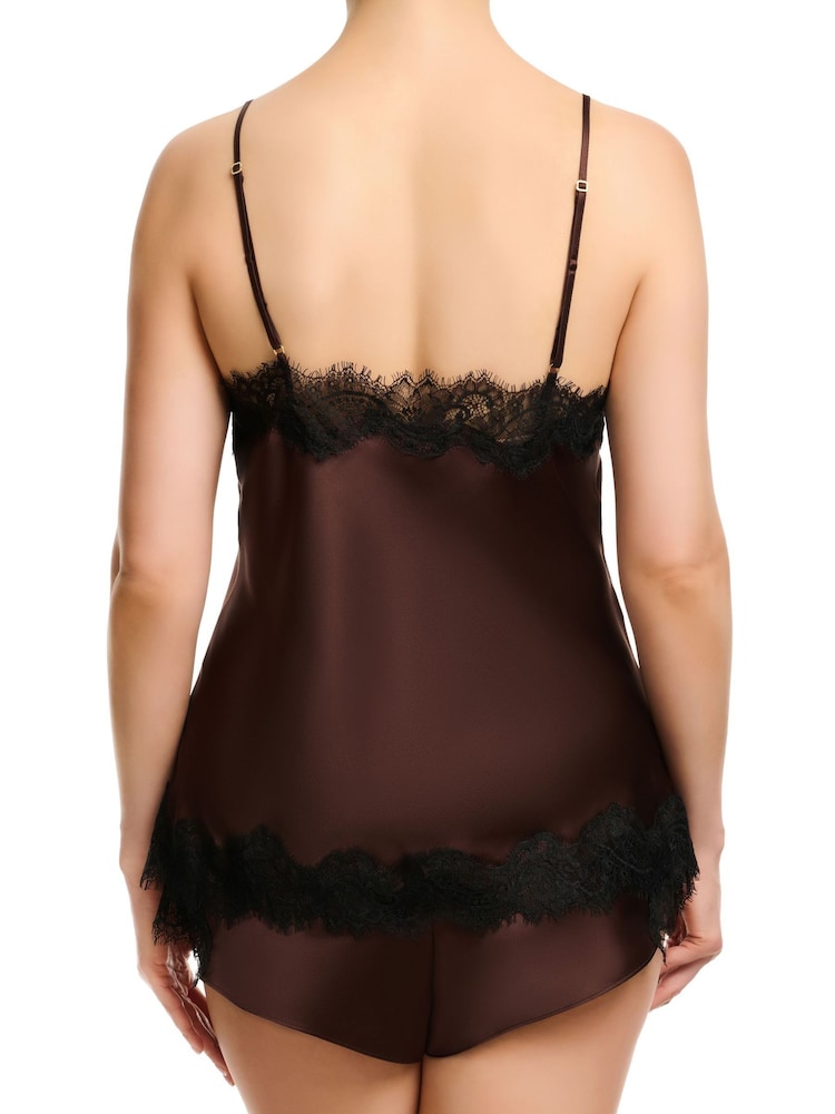 Sainted Sisters Brown Silk Cami With Lace - Image 3 of 3 Sainted Sisters Brown Silk Cami With Lace - Image 3 of 3