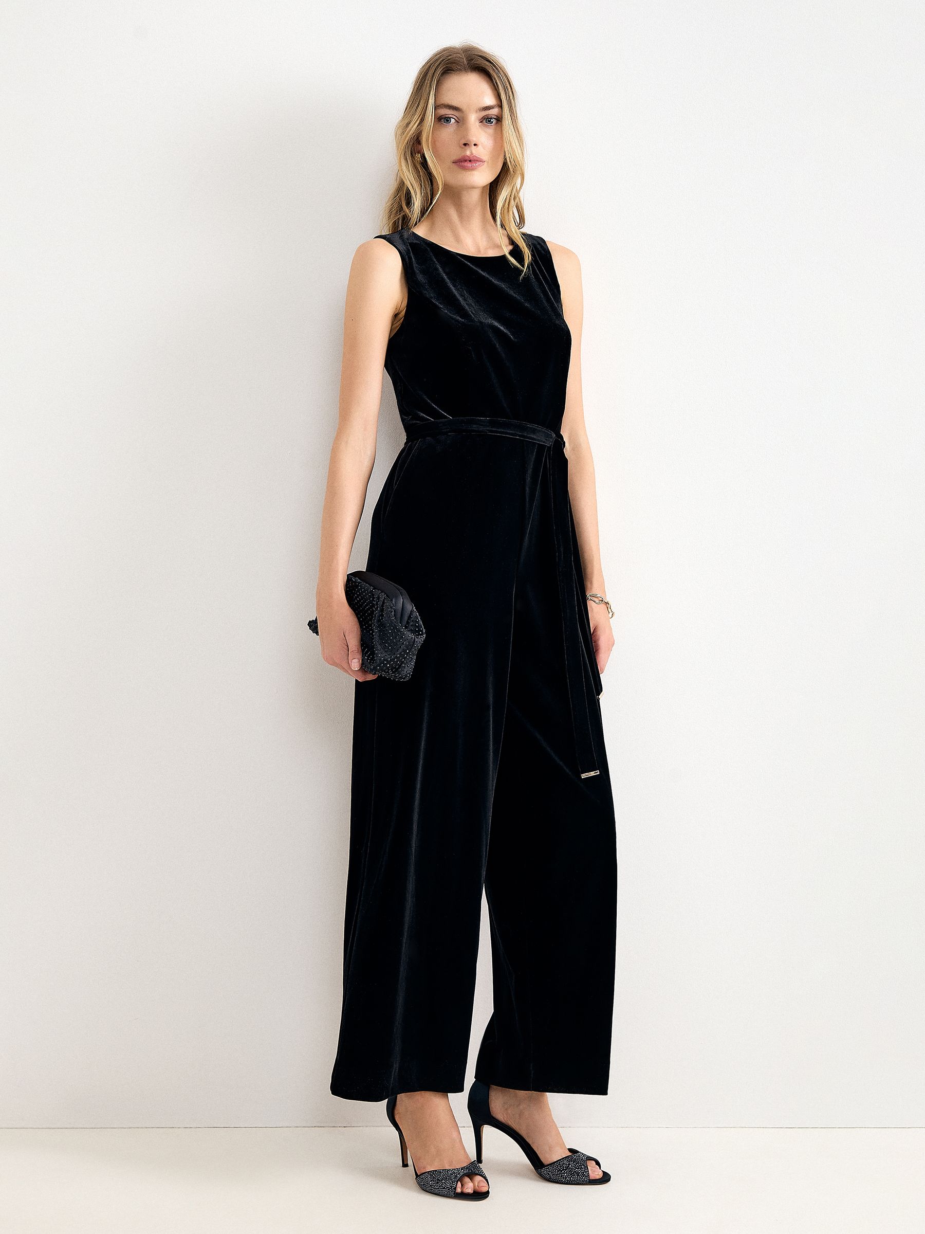Phase Eight Women's Marta Velvet Jumpsuit in Black | Size: 20 - Image 1