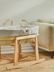 The Little Green Sheep Dove Grey Knitted Moses Basket and Mattress - Image 2 of 5