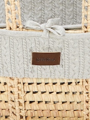 The Little Green Sheep Dove Grey Knitted Moses Basket and Mattress - Image 3 of 5