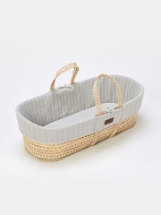 The Little Green Sheep Dove Grey Knitted Moses Basket and Mattress - Image 5 of 5