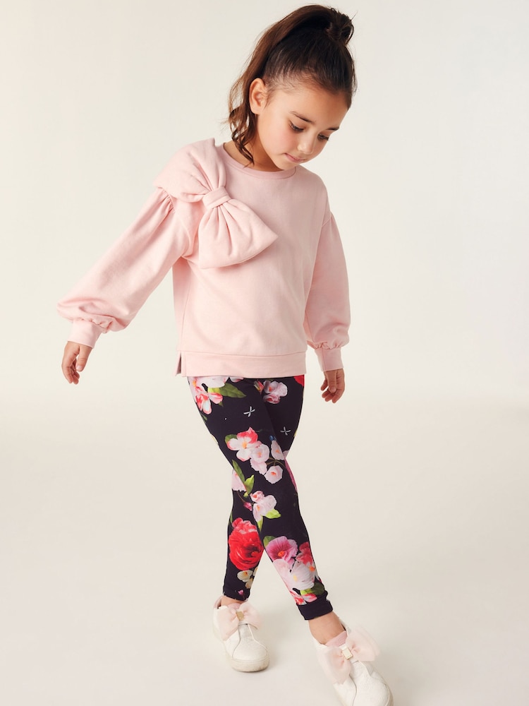 Baker by Ted Baker Bow Sweater and Floral Leggings Set - Image 2 of 12