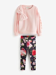 Baker by Ted Baker Bow Sweater and Floral Leggings Set - Image 9 of 12