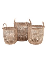 Pacific Set of 3 Natural Open Weave Storage Baskets - Image 2 of 2
