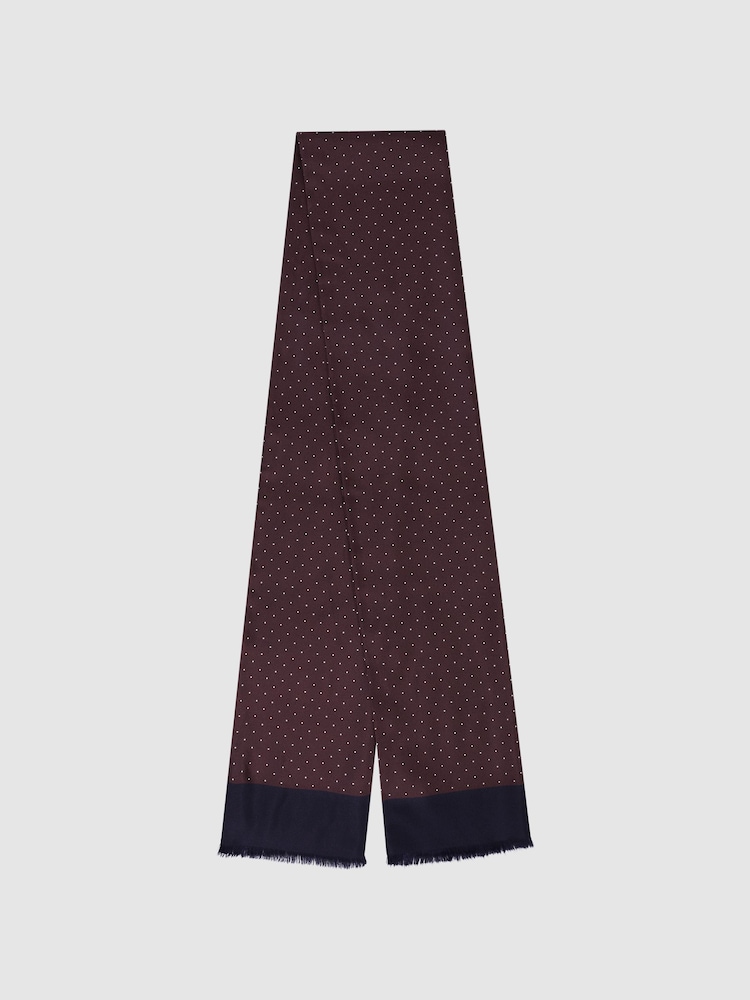 Reiss Bordeaux Asinara Silk Polka Dot Scarf - Image 1 of 4