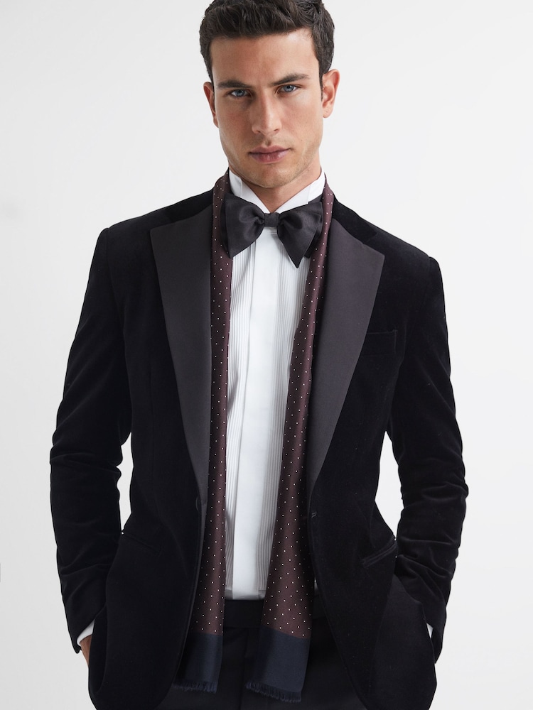 Reiss Bordeaux Asinara Silk Polka Dot Scarf - Image 2 of 4
