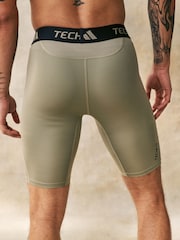 adidas Green TECHFIT Compression Training Short Tights - Image 2 of 6